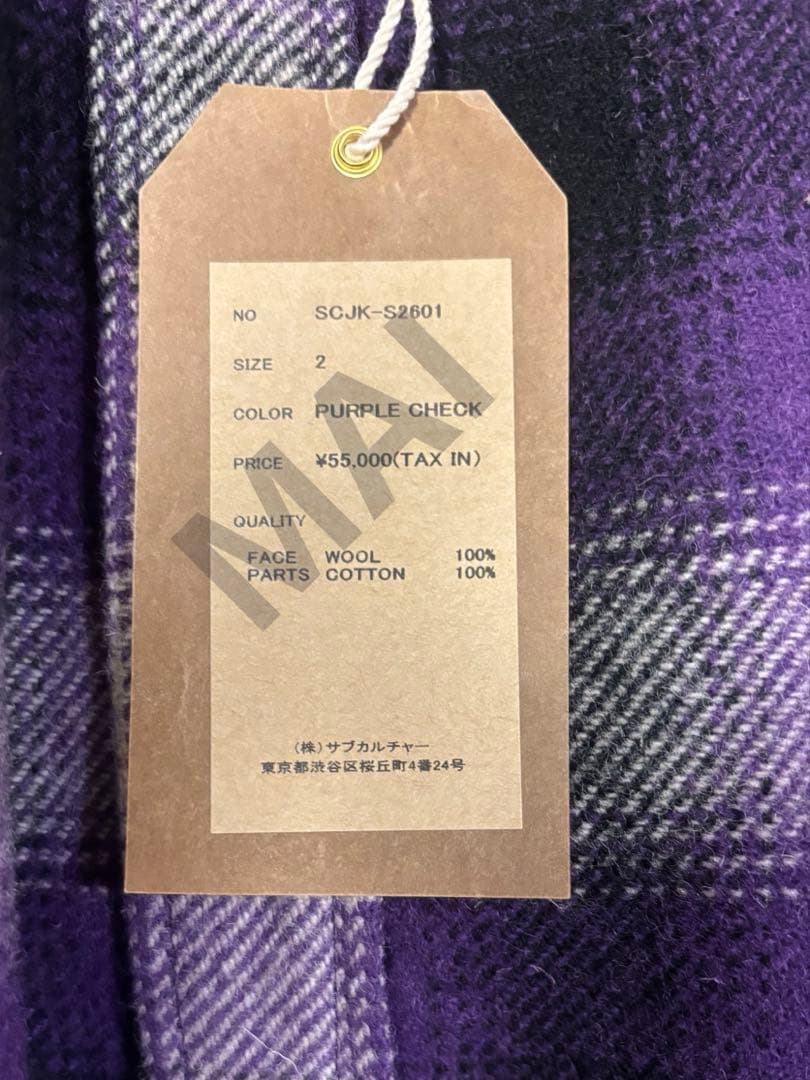 ジャケット・アウター SUBCULTURE OMBRA CHECK JACKET PURPLE 2