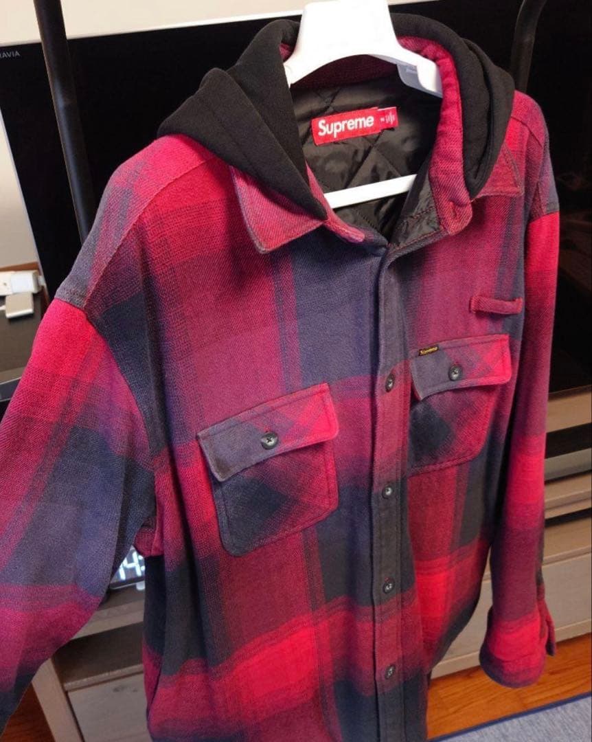 トップス 25SS Quilted Lined Hooded Flannel Shirt