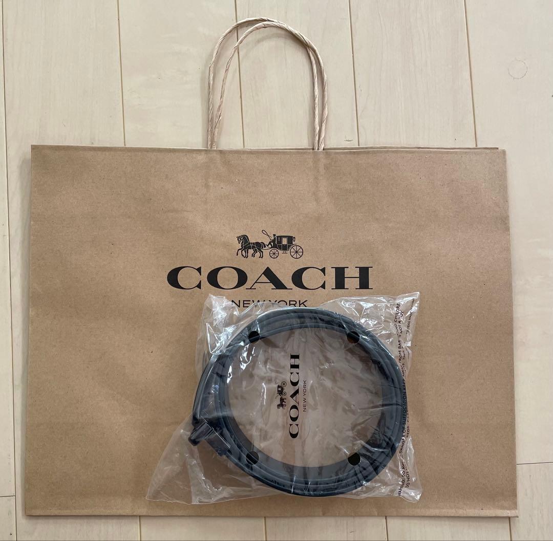 COACH 新品コーチハーネス カット可能 リバーシブル シグネチャー ベルト