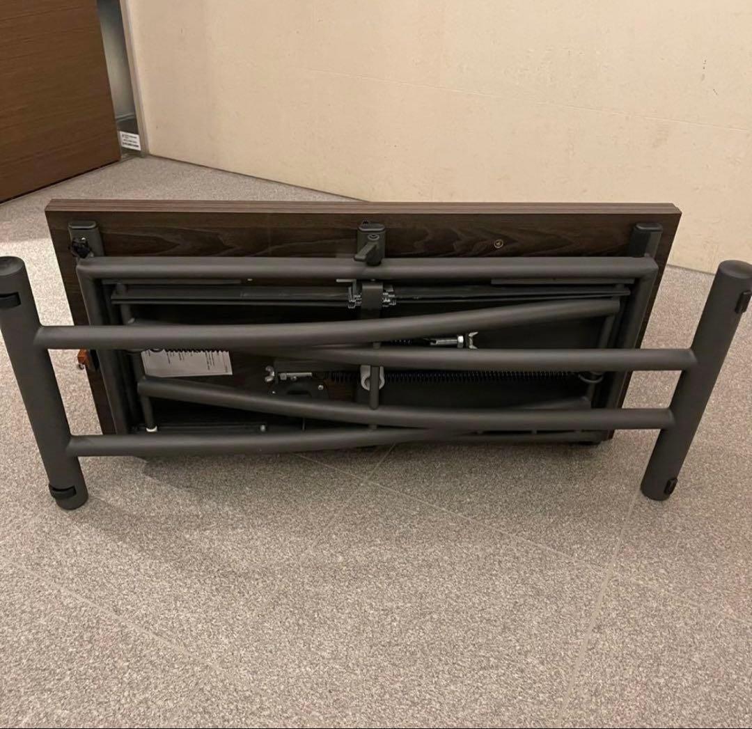 【美品】ヤマソロ 昇降テーブル グロリアス 82-645（ブラウン/ブラック）