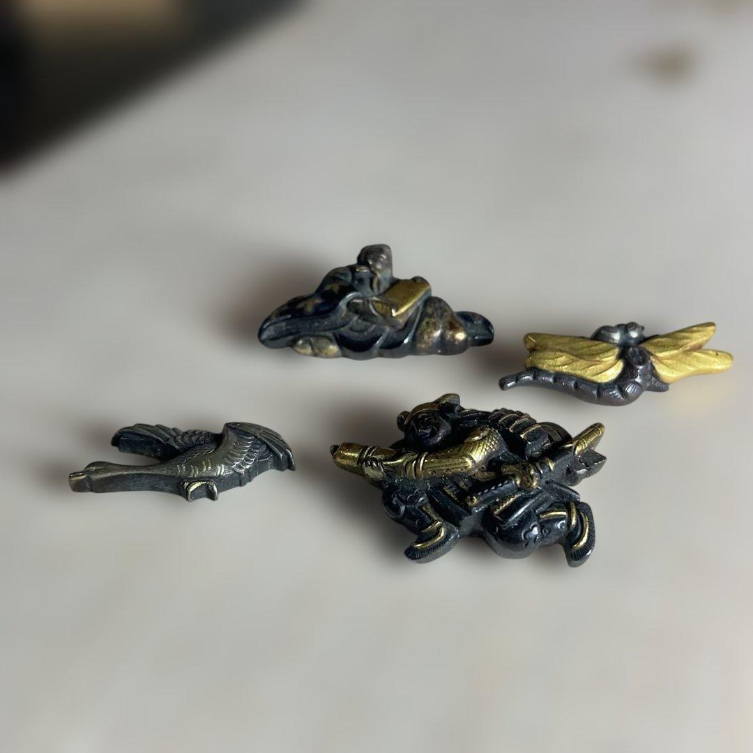 武具　　刀装具　目貫　江戸時代　骨董　4種4個