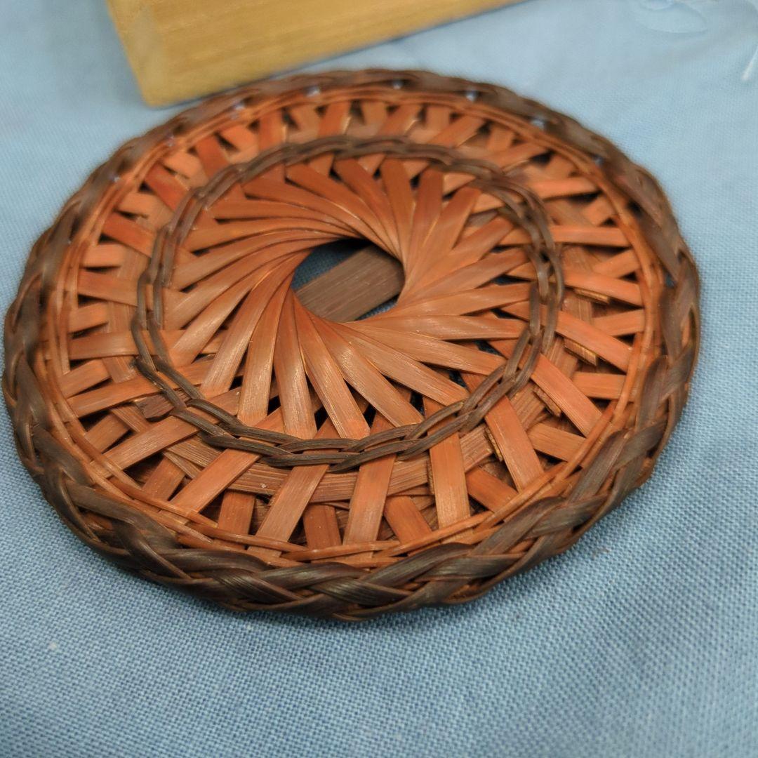 人間国宝 五世 早川 尚古斎 造 輪口編 瓶床 瓶敷　瓶座　共箱　木箱