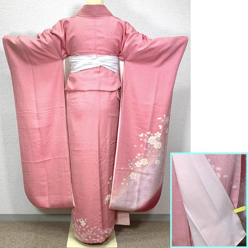 【売切値下げ】411z38〇振袖 金駒刺繍 地紋 ピンク〇美品 成人式 十三参り