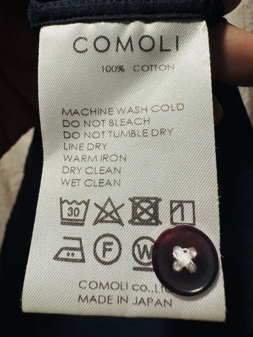COMOLI バンドカラーシャツ NAVY 2