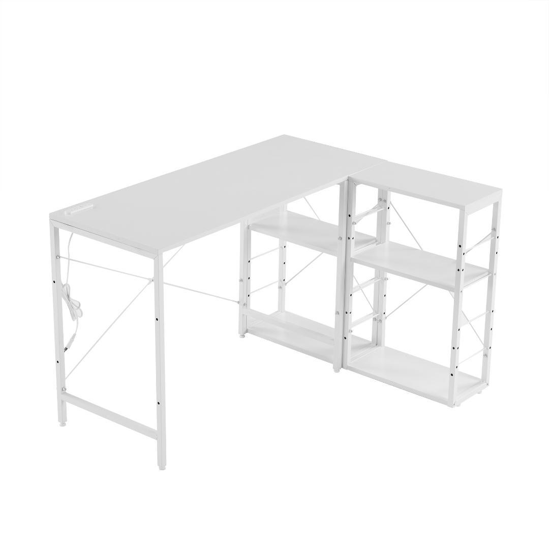 【新品】ホワイト 一体分離多用デスク パソコンデスク ラック付き