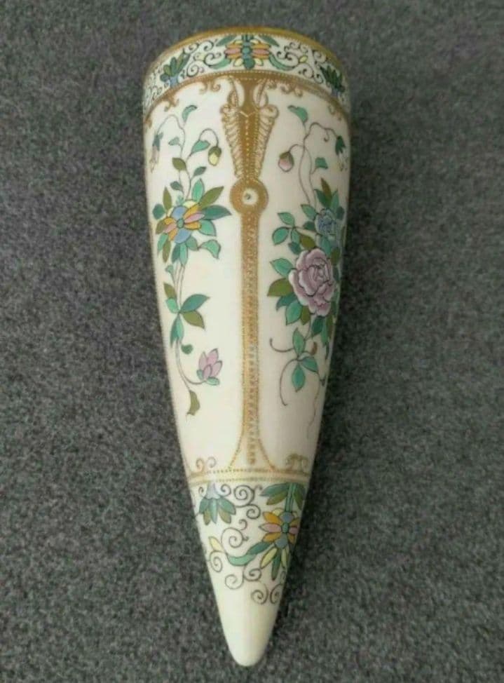 希少★オールドノリタケ　金彩点盛り薔薇絵　掛け花入れ