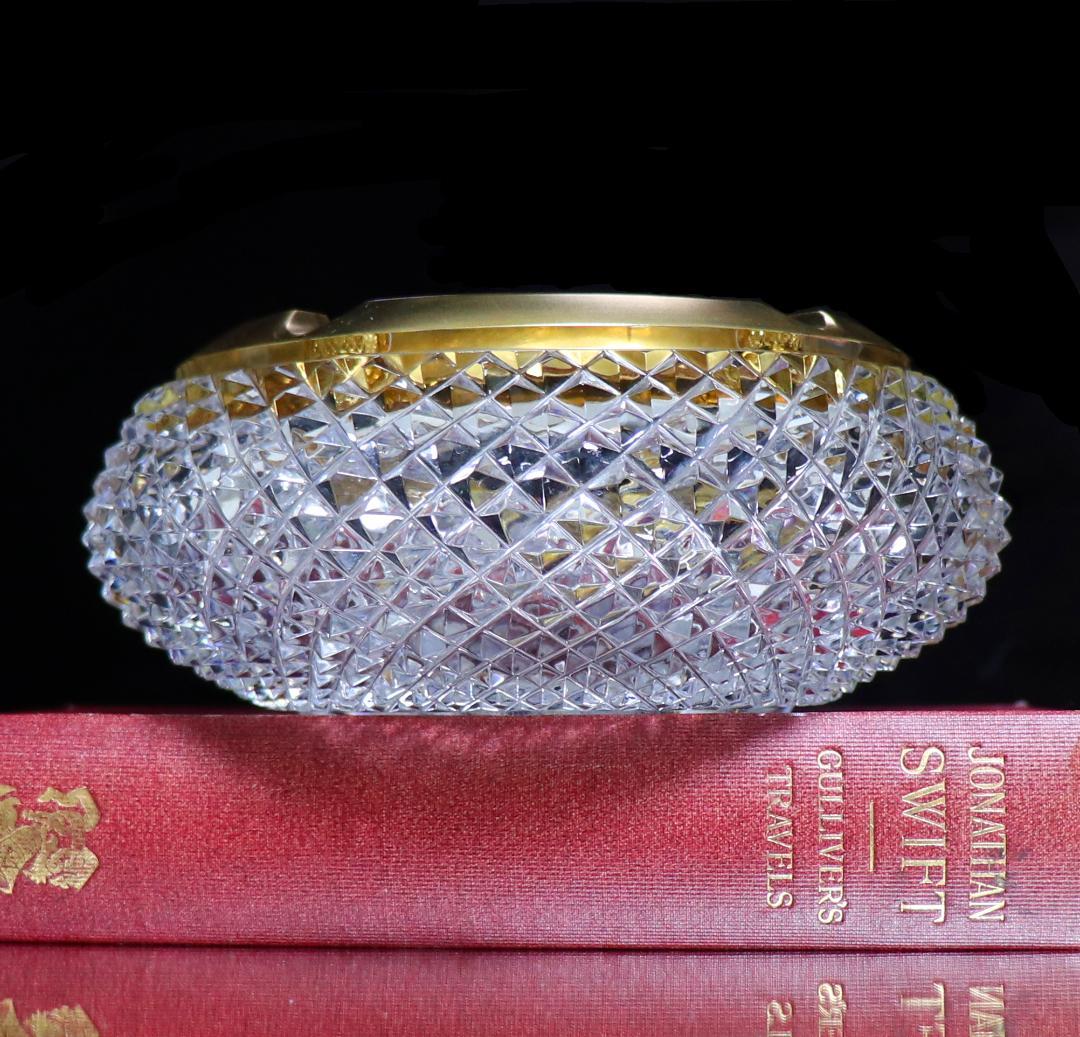オールド・バカラ 特大サイズ800g 金彩装飾切子灰皿 小物入れディアマンビゾー