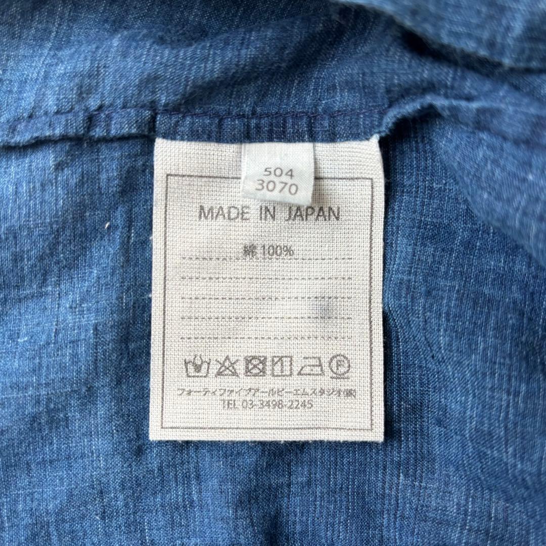 45R インドカディのレース四角ブラウス（藍）　半袖　サイズ2