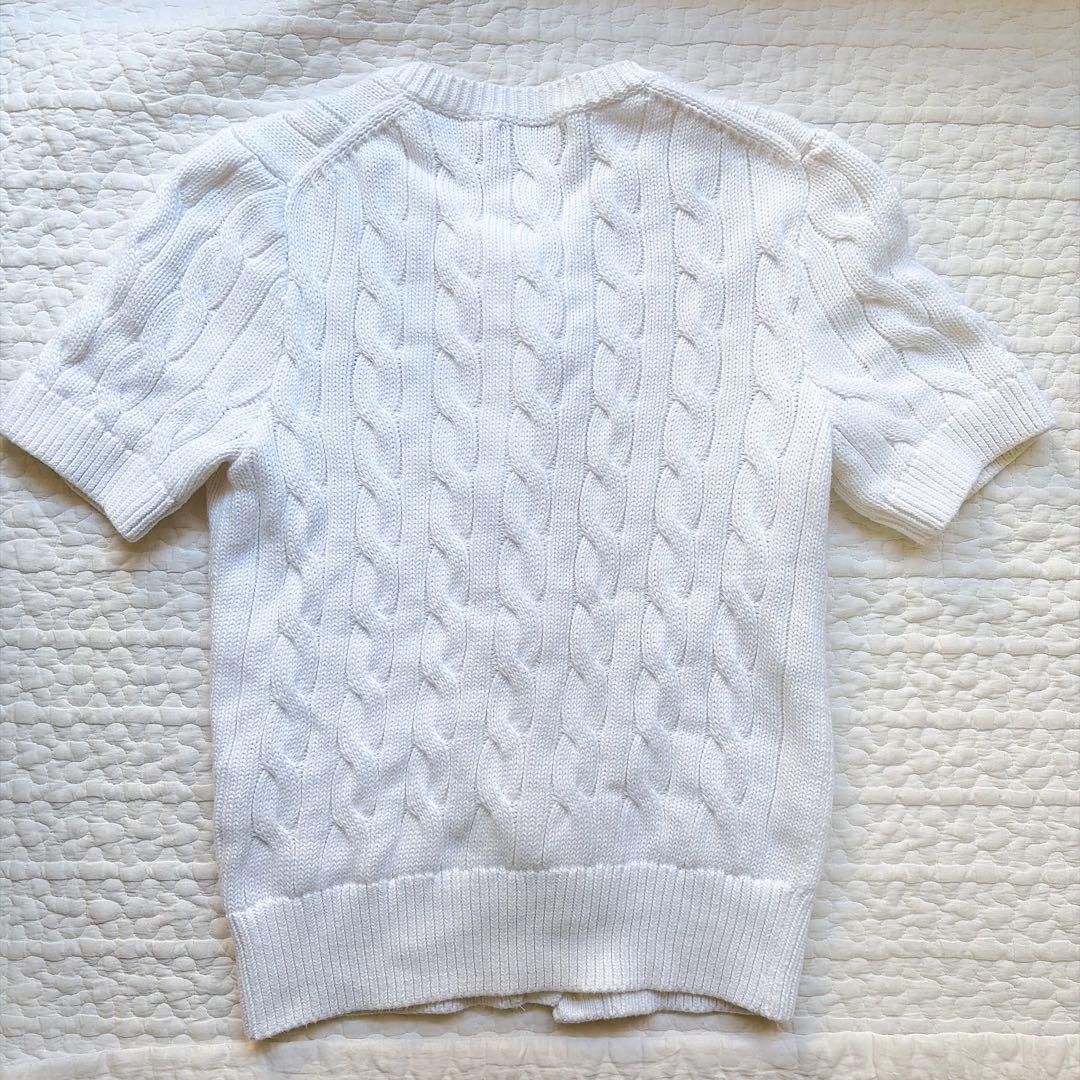 極美品⚑ラルフローレン　ケーブルニット 半袖　カーディガン 白