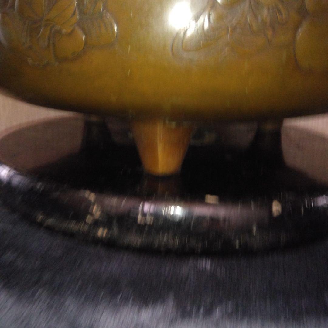 尺八瓶掛火鉢　七福神　宝船彫金入