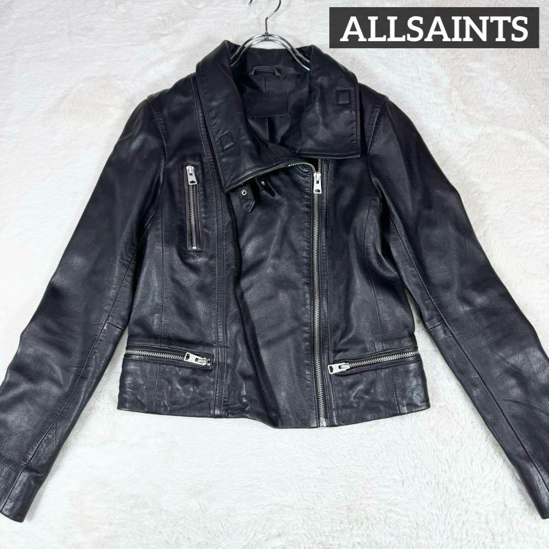 オールセインツ 羊革 2way ライダース レザージャケット BIKER M