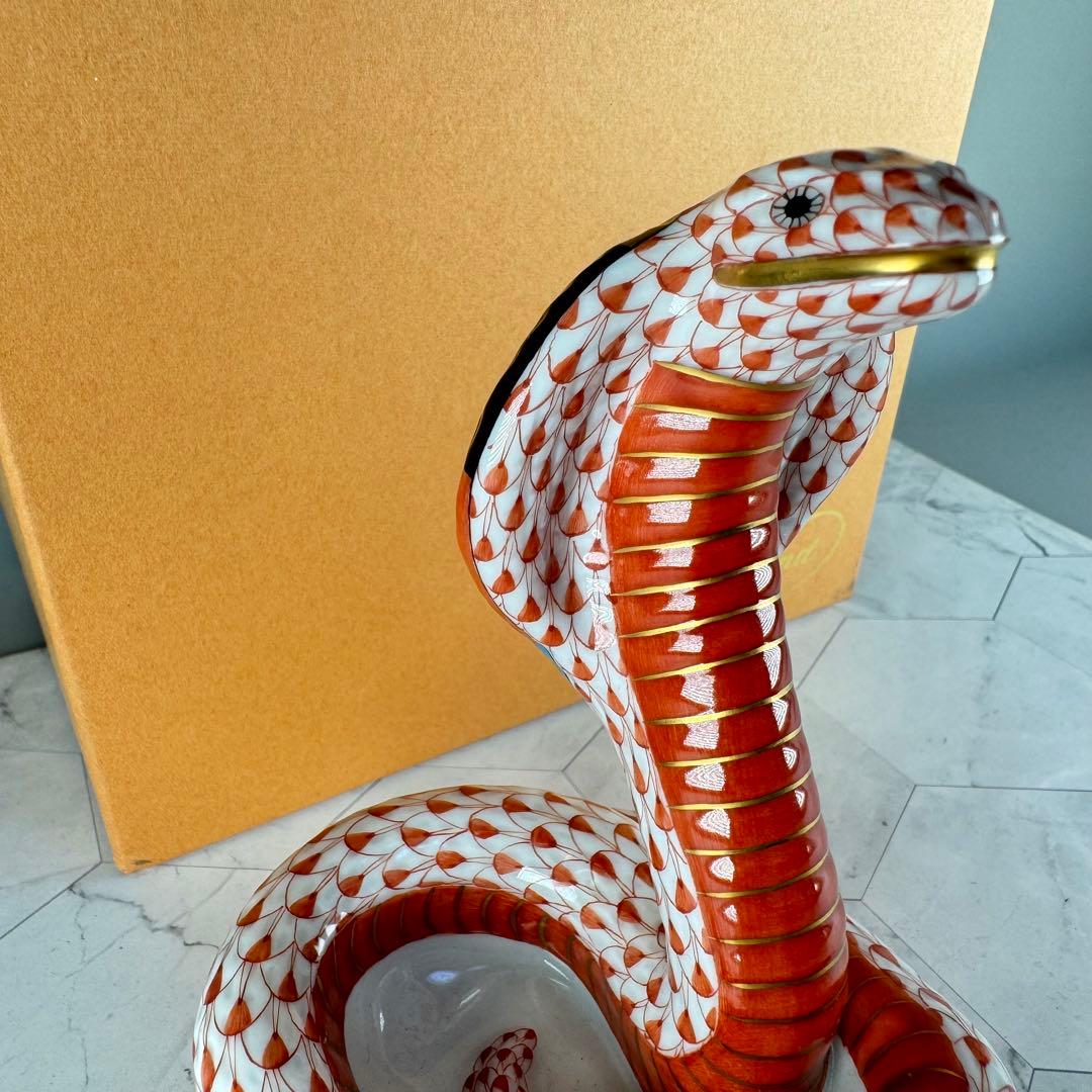 DA1295 ヘレンド　herend 蛇　ヘビ　コブラ　置物　陶器　フィギュリン