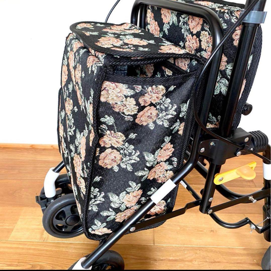 美品 座面付き シルバーカー 折畳式 スカイウォーカーS 島製作所 歩行器 花柄