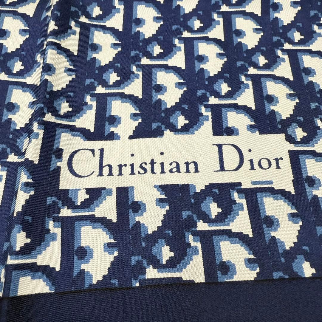Dior ディオール スカーフ トロッター ロゴ パターン　ブルー×ホワイト