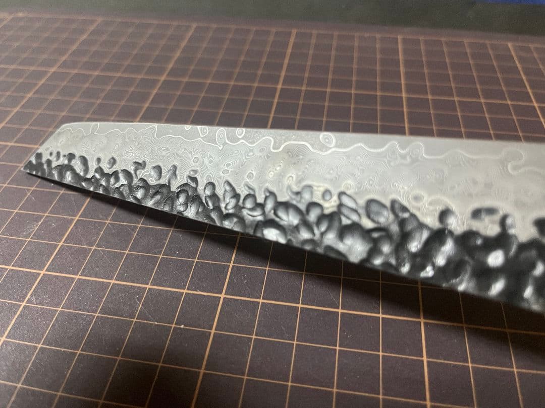 Ｖ金10号 刺身包丁 黒打鍛造 ダマスカス V10 八角柄 先丸柳刃 包丁