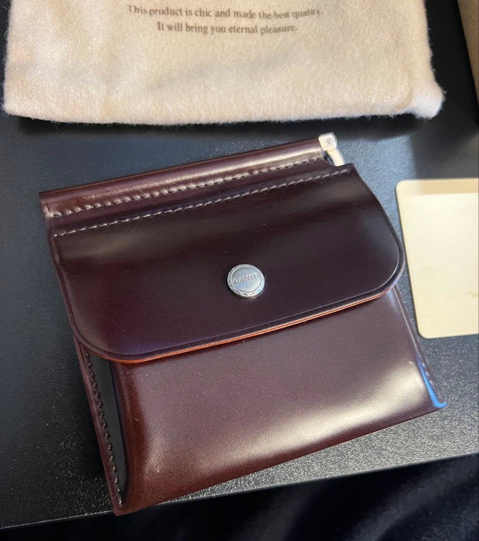 GANZO コードバン 小銭入れ付き マネークリップ