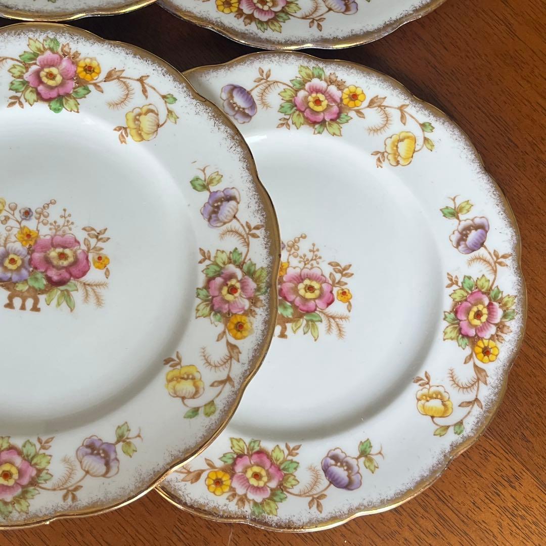 【英国ビンテージ】ロイヤルアルバート・クラウンチャイナ★カメリア★ケーキ皿6枚