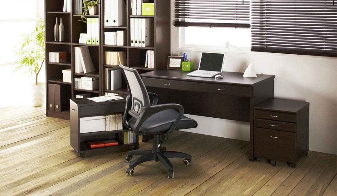 システムデスク/デスク チェスト ラック 3点セット W120 ブラウン