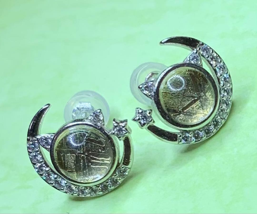 鉄質限石・メテオライト・スウェーデン産 SIVER925ピアス