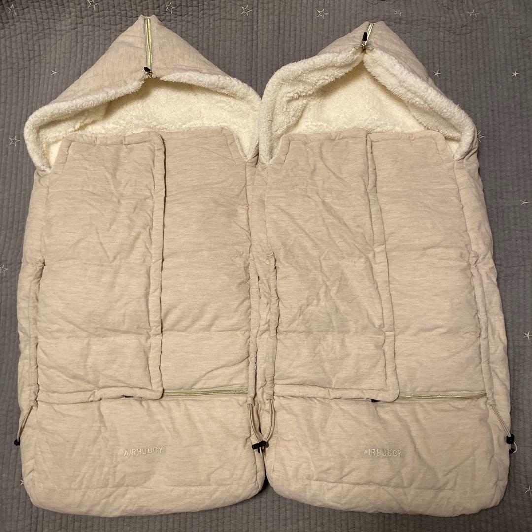 【美品】エアバギー 双子 ダウンフットマフ トップライン ベージュ　ベビーカー