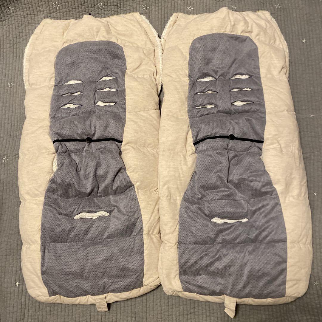 【美品】エアバギー 双子 ダウンフットマフ トップライン ベージュ　ベビーカー