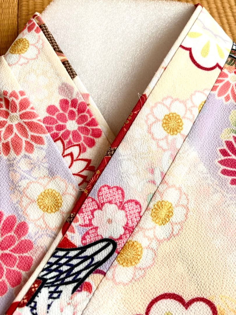新品未使用 キャサリンコテージ簡単着付け袴セット半衿襦袢150㎝ 紺袴 花柄