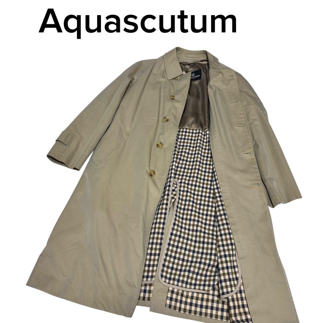 アクアスキュータム カシミヤウール　ライナー付 ステンカラーコートベージュ XL