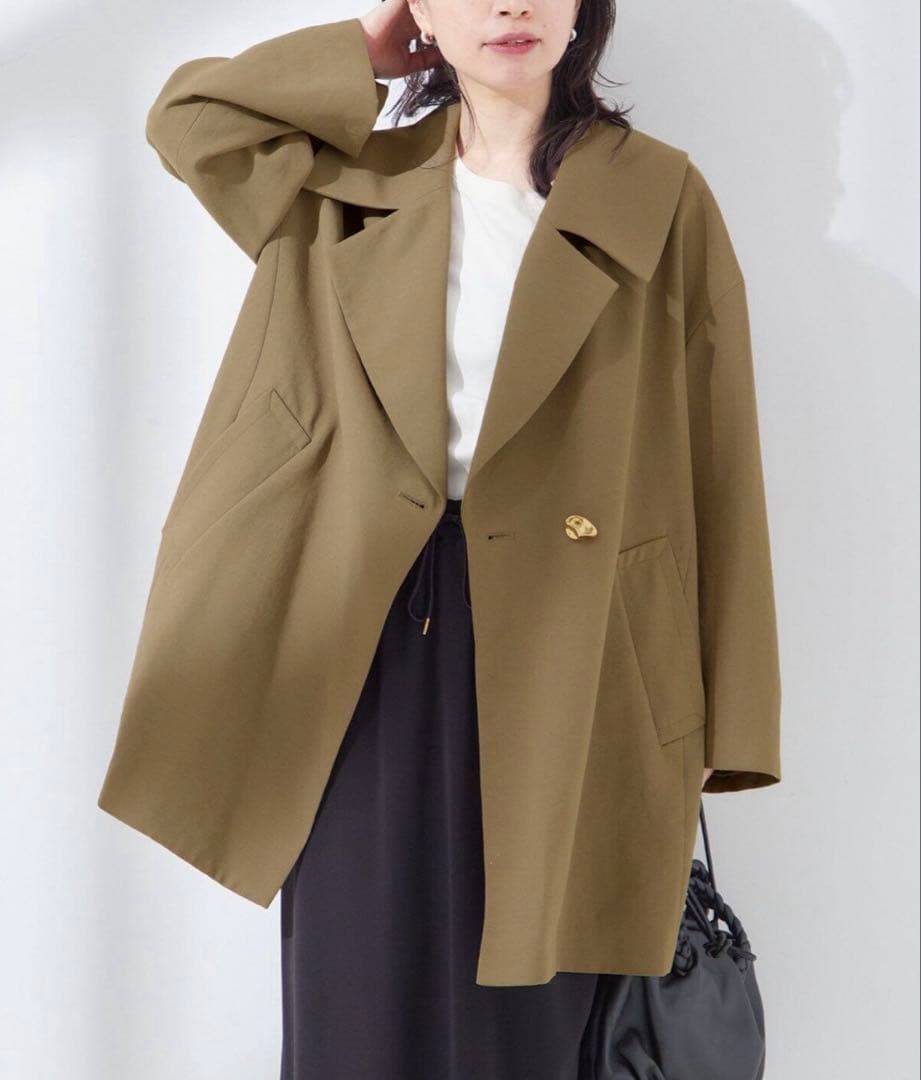 美品　ジャーナルスタンダードレサージュ　バッグサテンワイドカラーコート