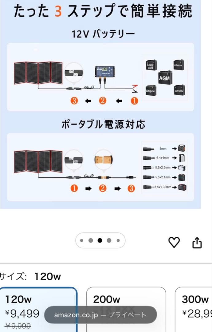 ソーラーパネル　120W 折りたたみ式