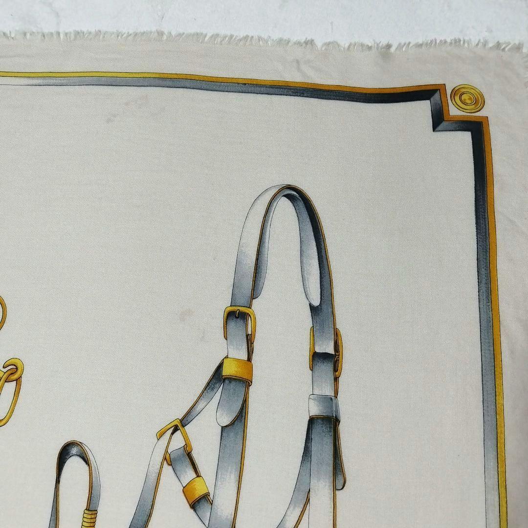 【希少品】GUCCI オールドグッチ　馬具柄　大判スカーフ　ウール　シルク
