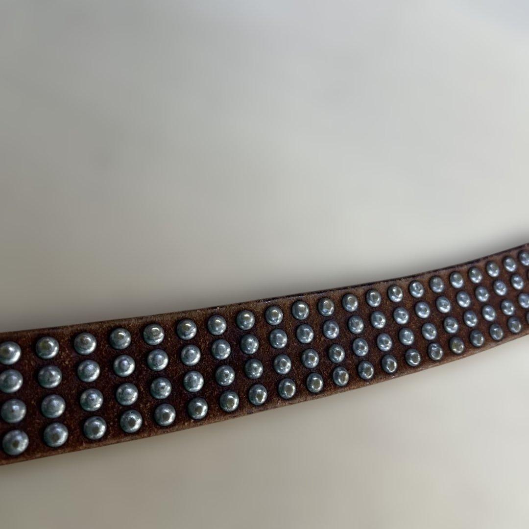 vintage works スタッズ レザーベルト 4連
