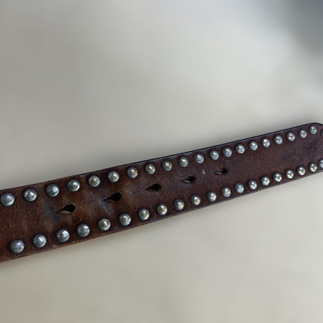 vintage works スタッズ レザーベルト 4連