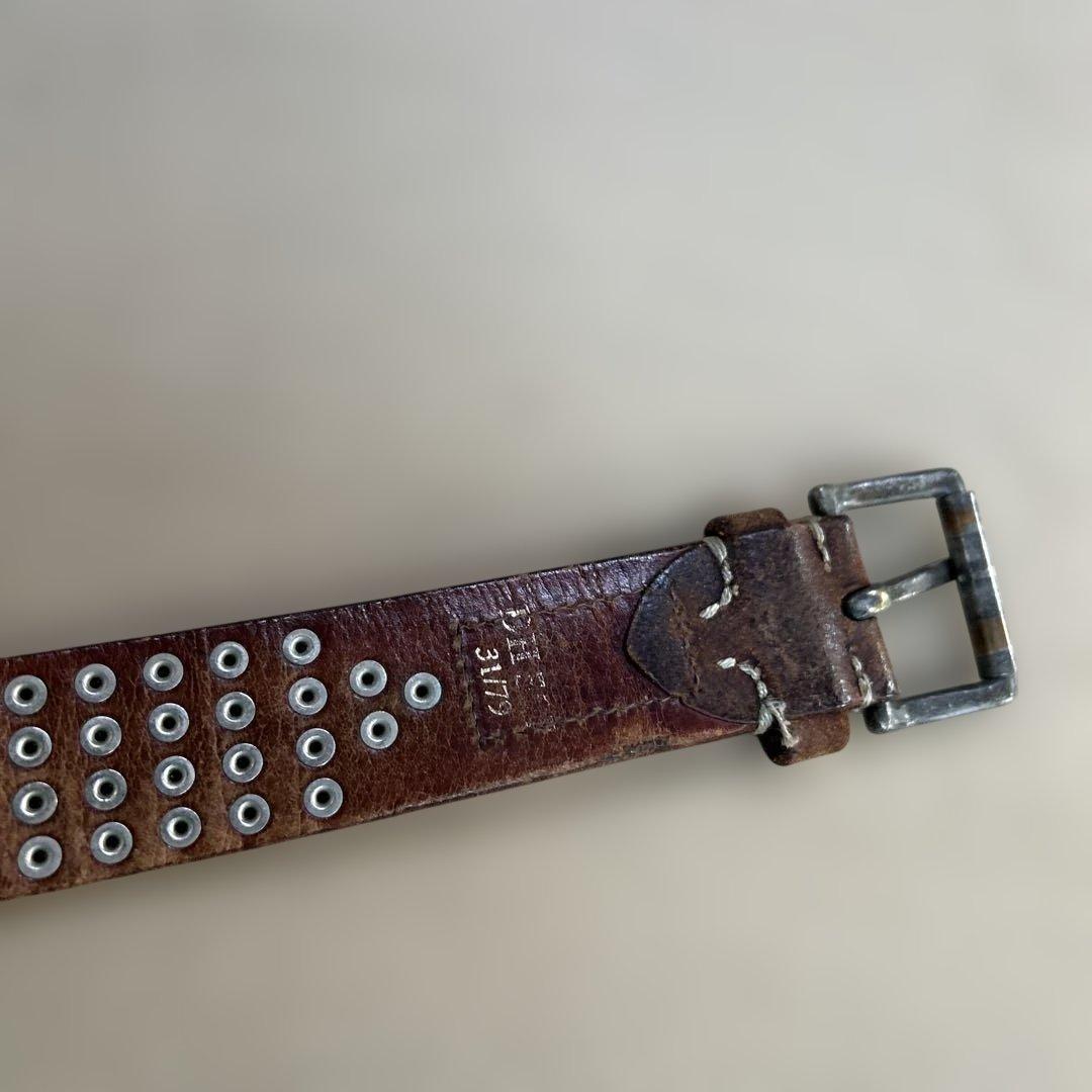 vintage works スタッズ レザーベルト 4連