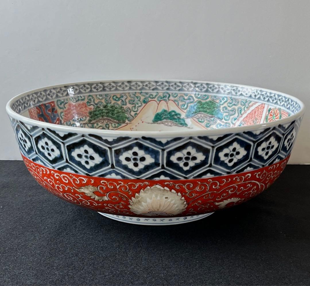 江戸時代　古伊万里　有田焼　錦手　金彩赤絵　大鉢　直径33cm