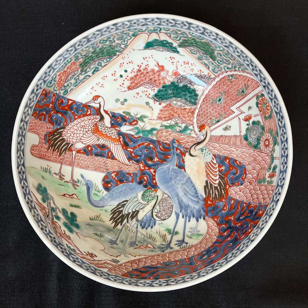 江戸時代　古伊万里　有田焼　錦手　金彩赤絵　大鉢　直径33cm