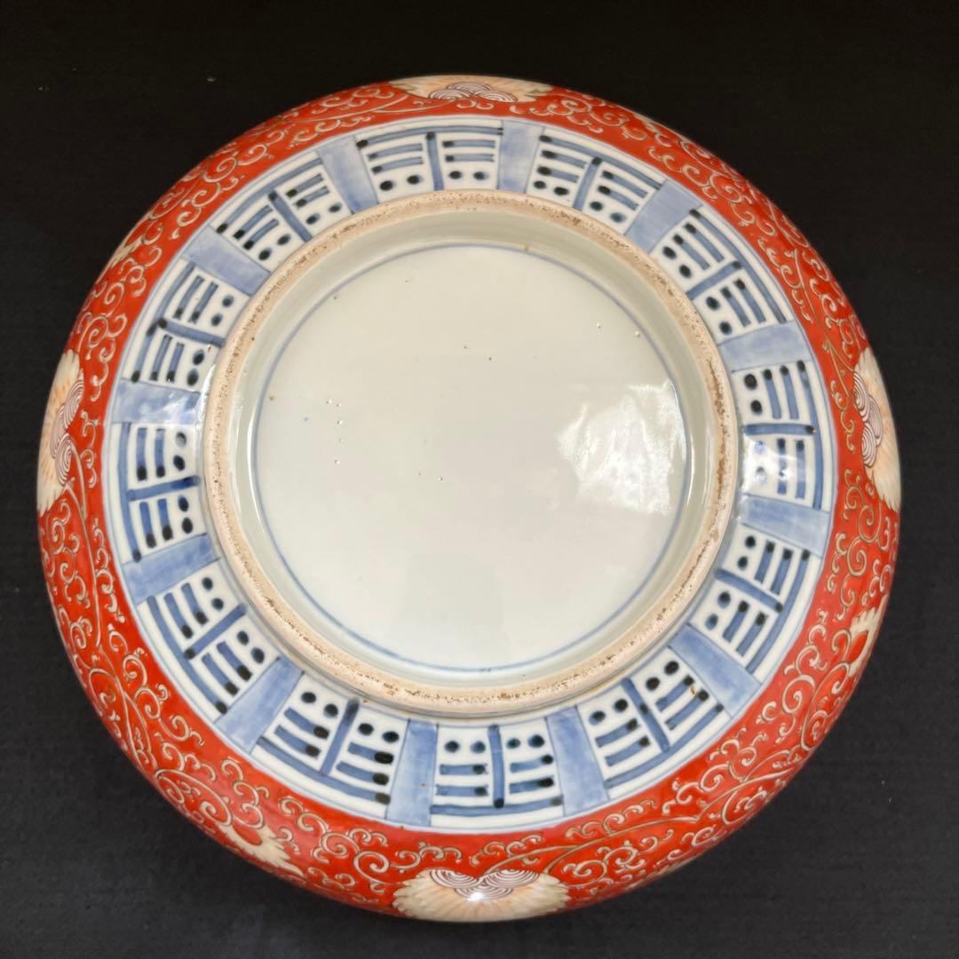 江戸時代　古伊万里　有田焼　錦手　金彩赤絵　大鉢　直径33cm
