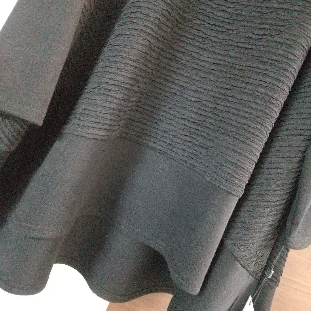 今季 新品 未使用 ワンピースブラック 黒 フレア ゆったり 長袖 F l ll