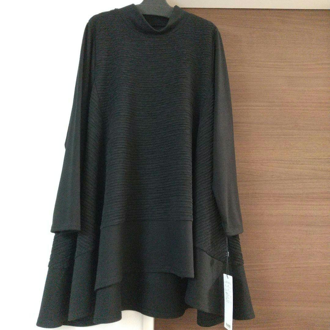 今季 新品 未使用 ワンピースブラック 黒 フレア ゆったり 長袖 F l ll