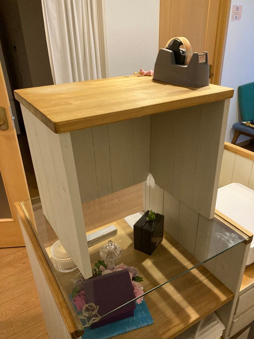 店舗用 レジカウンター 什器 木製 ガラスケース付き 幅95cm