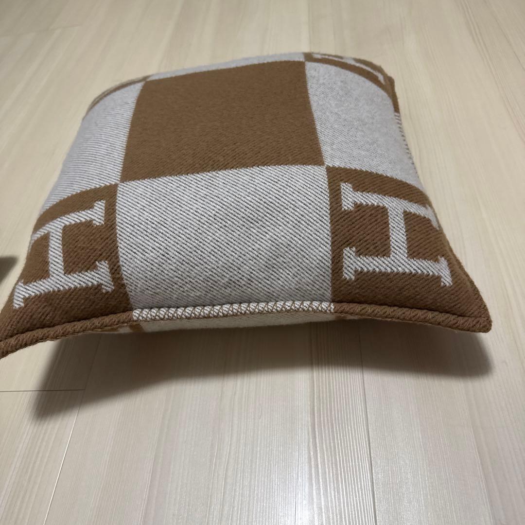 エルメス　チェック柄ウール風クッション2色セット