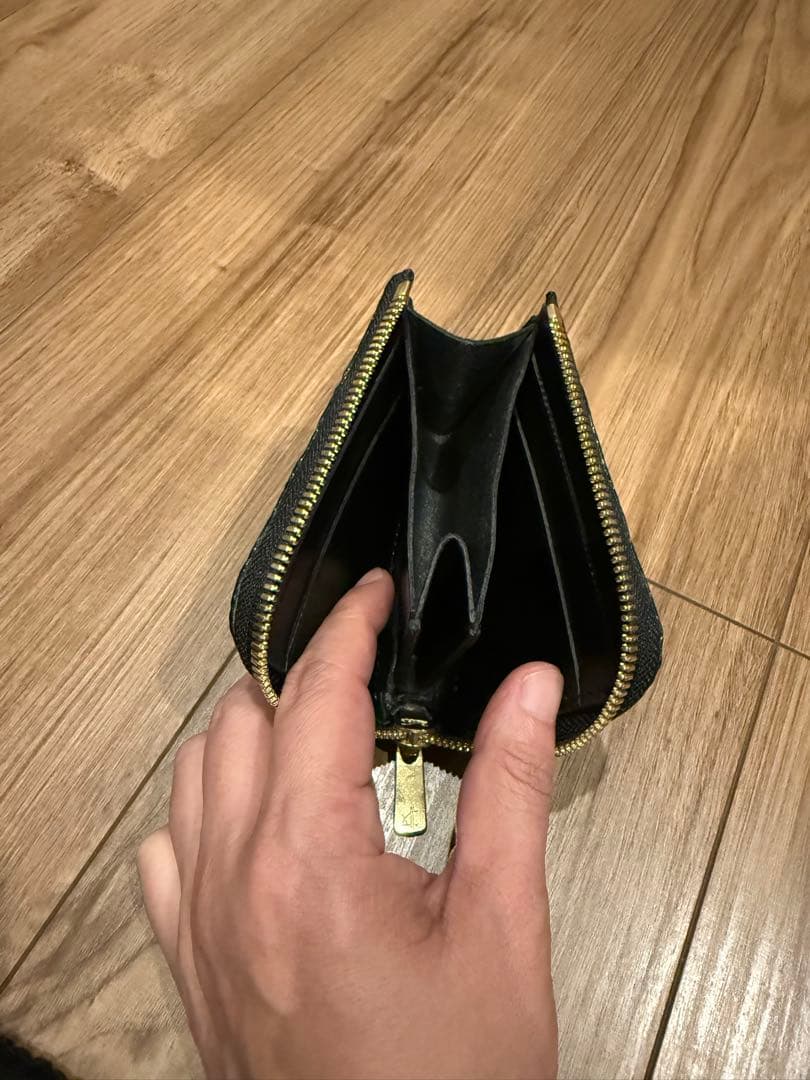クロコダイル　ポロサス　コンパクトウォレット　ブラック
