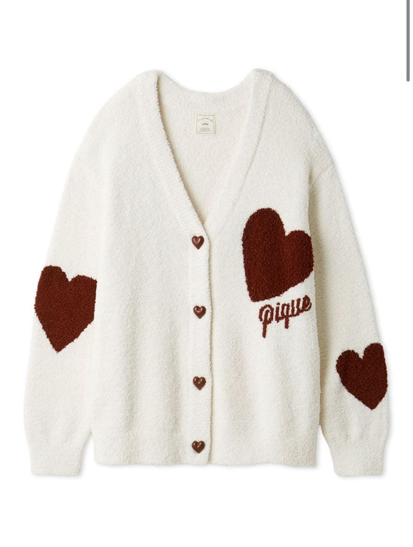 ジェラートピケ【UNISEX】ハートジャガードカーディガン S-Mサイズ