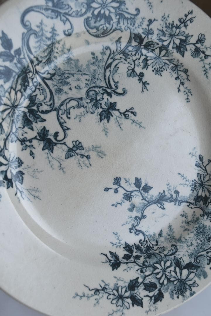 美品ショワジー・ル・ロワ　ブルーのポンパドール　デセール皿　POMPADOUR