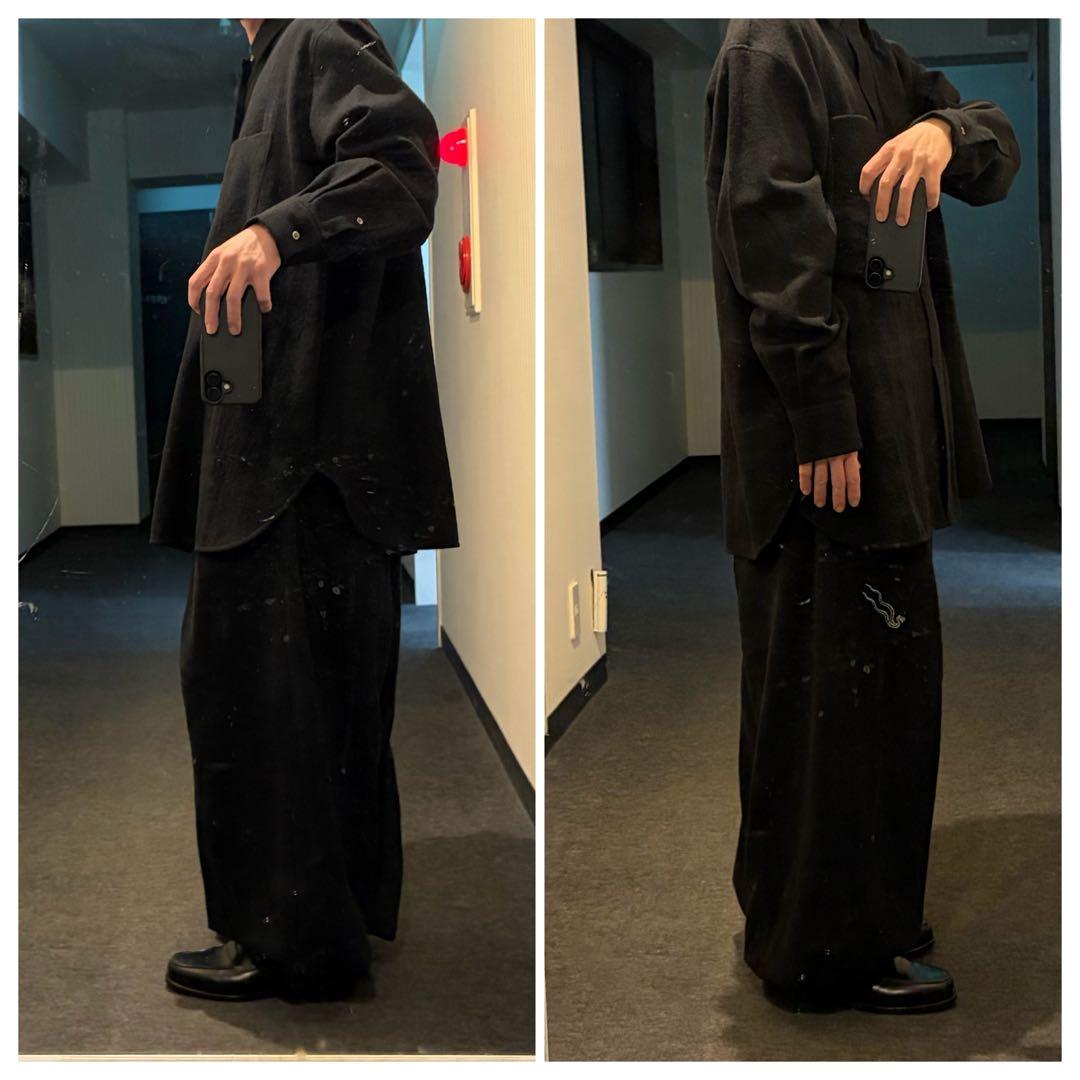 【新品未使用】MBハイエンド尾州 2/48ウールガーゼシアーシャツ ブラックS