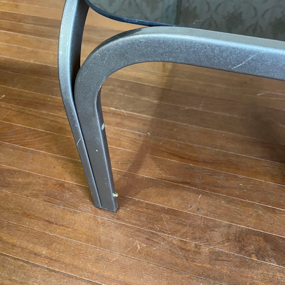 【アンティーク】昭和レトロ アイアンフレーム ガラステーブル 座卓 正方形 男前