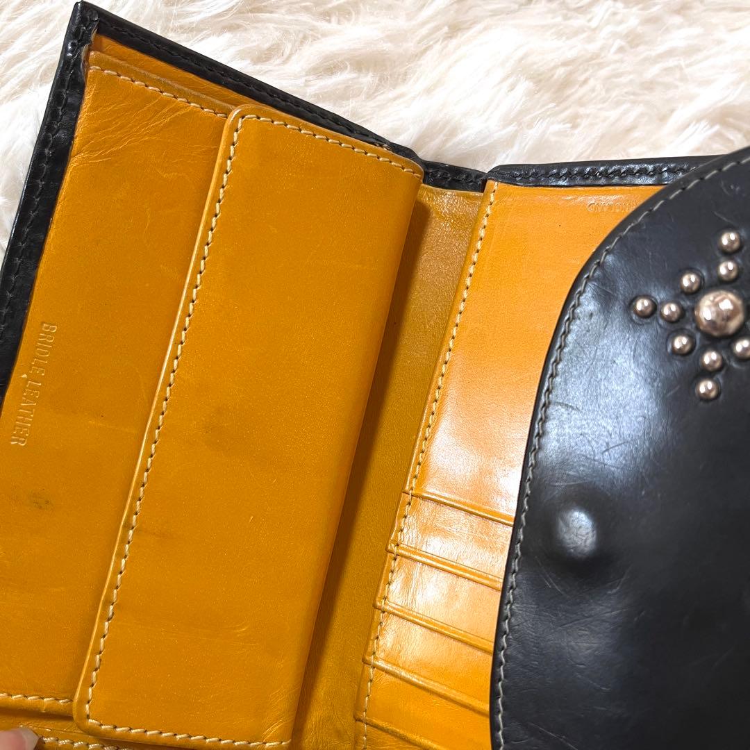 ホワイトハウスコックス 三つ折り財布 ブライドルレザー 本革 スタッズ