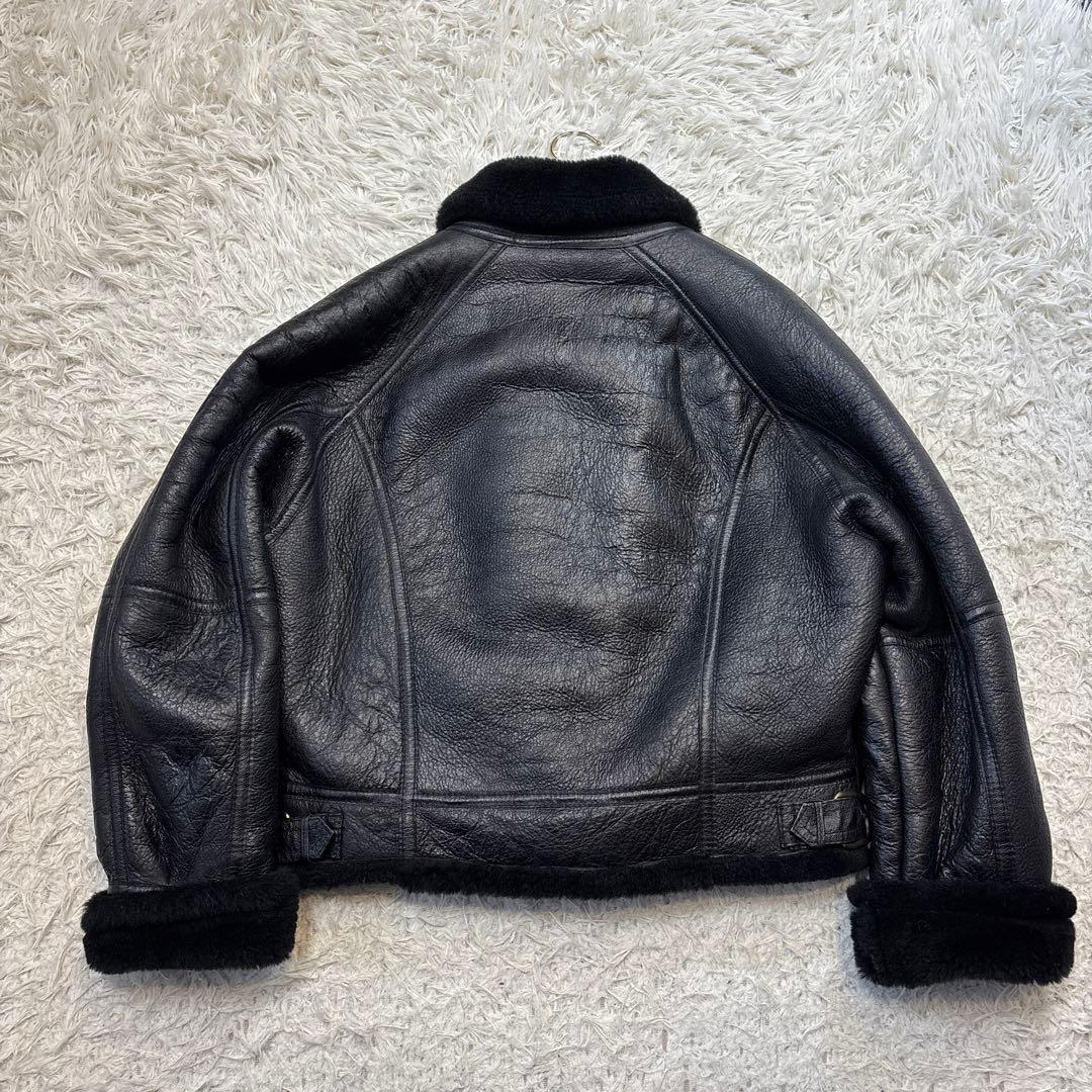 希少☆リアルムートン　羊革　ダブルライダース　ブラック　ボマー　レザー　Lサイズ