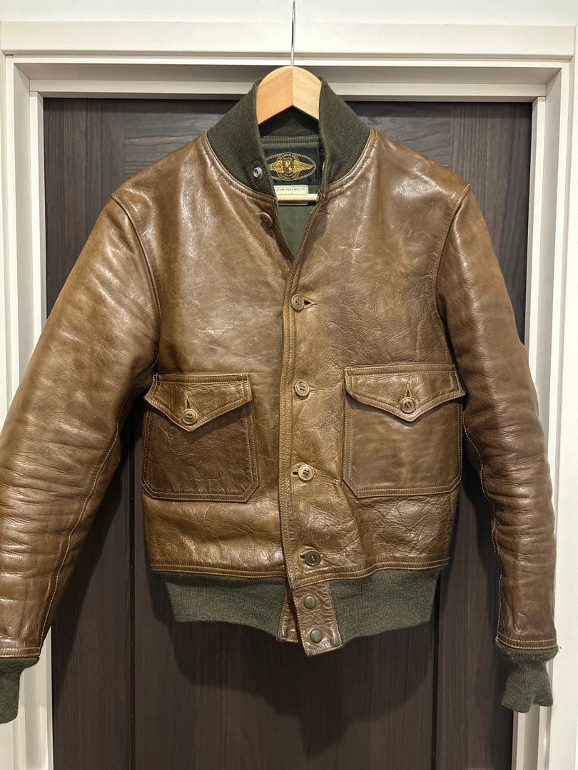 m*a様 激渋　FREEWHEELERS 37j1 オリーブ　レザージャケット