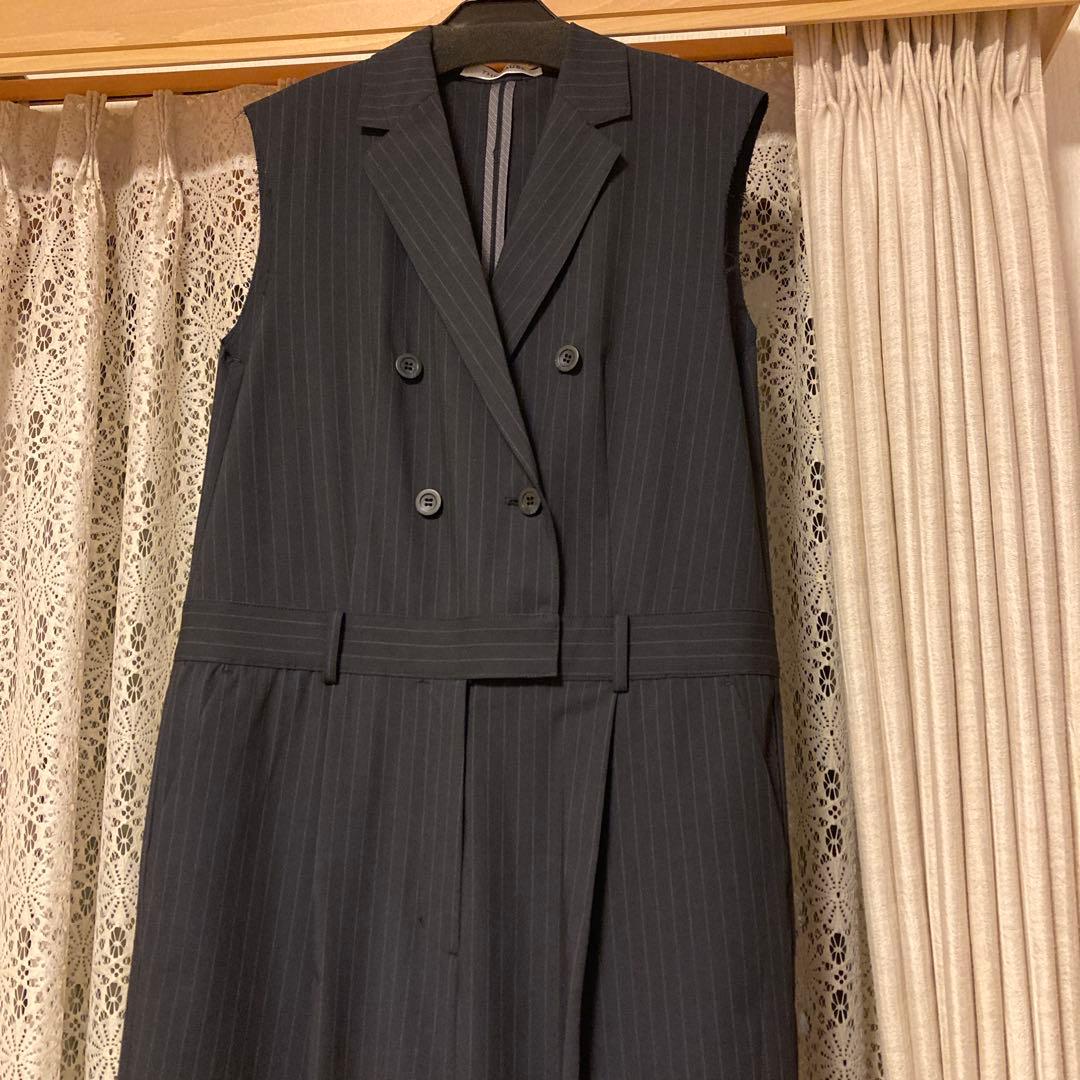 完売商品Whim Gazetteテーラーカラーノースリーブジャンプスーツネイビー