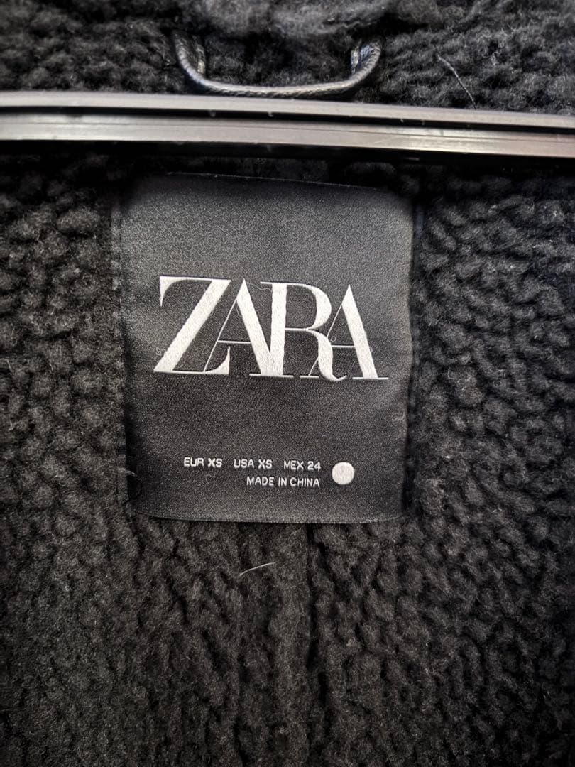 【美品】ZARA ブラック レザー ボアジャケット